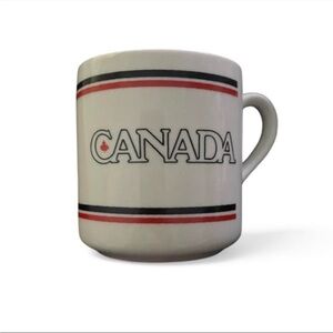 Canada White Ceramic Coffee Mug with Red and Black Stripe